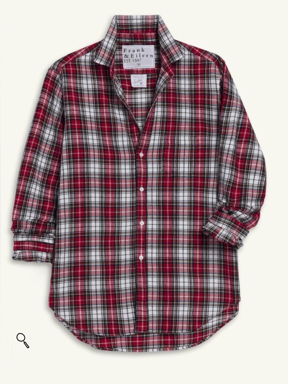 Frank and Eileen Mid Weight Italian Flannel Button Down XXS Red White Black